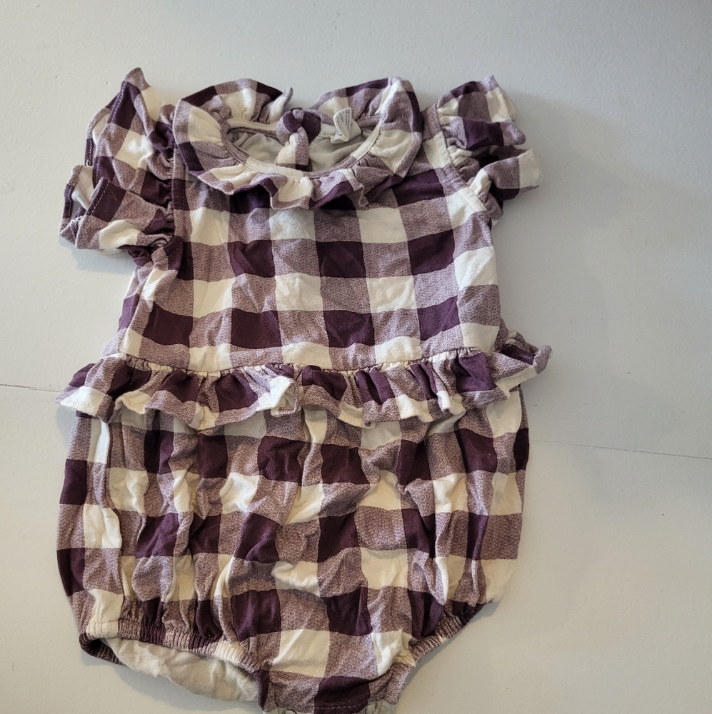 Kate Quinn Gingham Rose Bamboo Double Skirted Bodysuit 3-6M